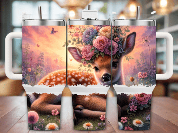 Baby Deer Sunset 40oz Tumbler Wrap