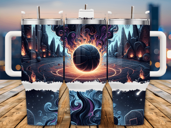 Basketball Dark Cosmic Art 40oz Tumbler