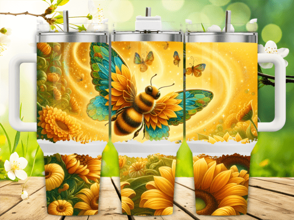 Bee Wings Sunflower 40oz Tumbler Wrap