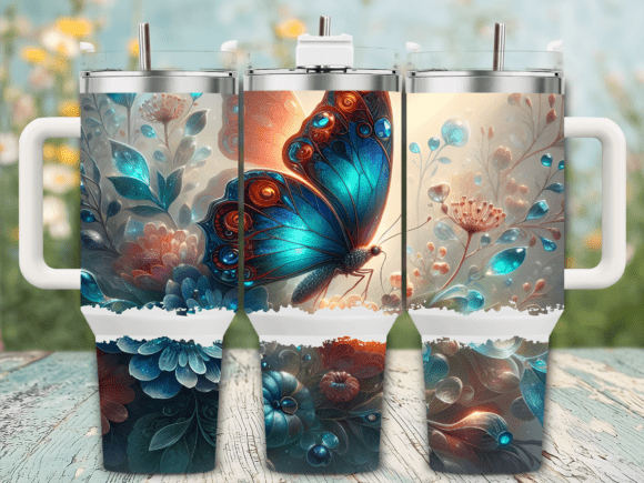 Blue Butterfly Beauty 40oz Tumbler Wrap