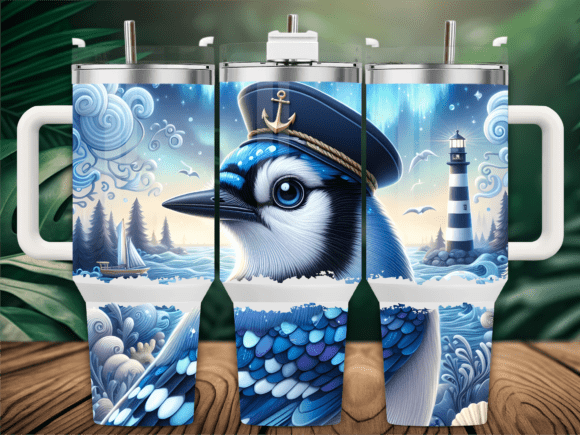 Blue Jay Lighthouse Tumbler Design