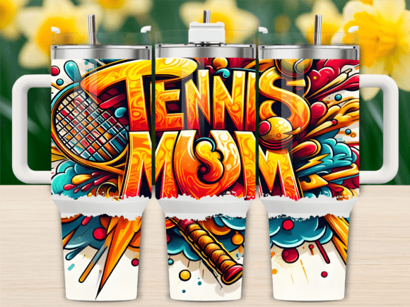 Bold Comic Tennis Mom Tumbler Wrap