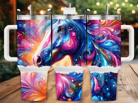 Colorful Abstract Horse Art 40oz Tumbler