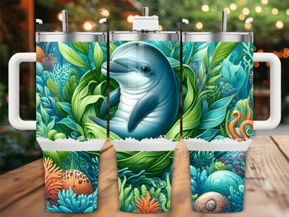 Cute Dolphin Among Plants 40oz Tumbler