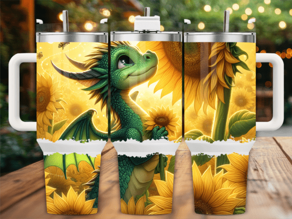 Cute Dragon in Sunflowers 40oz Tumbler W