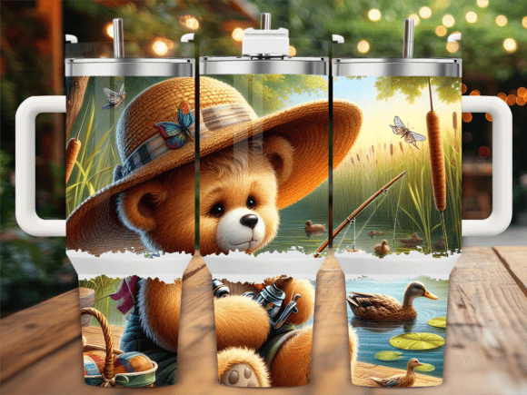 Cute Fishing Bear Ducks 40oz Tumbler