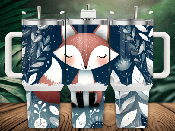 Cute Fox Leaves Stars 40oz Tumbler Wrap