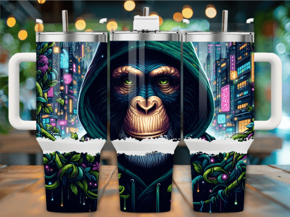 Cyberpunk Monkey in Hoodie 40oz Tumbler