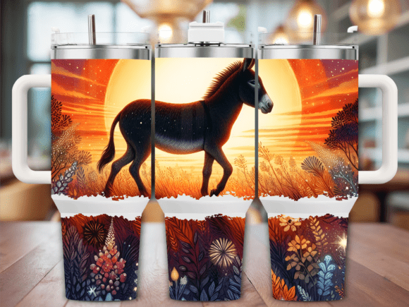 Donkey Sunset Silhouette 40oz Tumbler