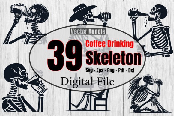 Funny Drinking Skeleton Skull Svg Bundle