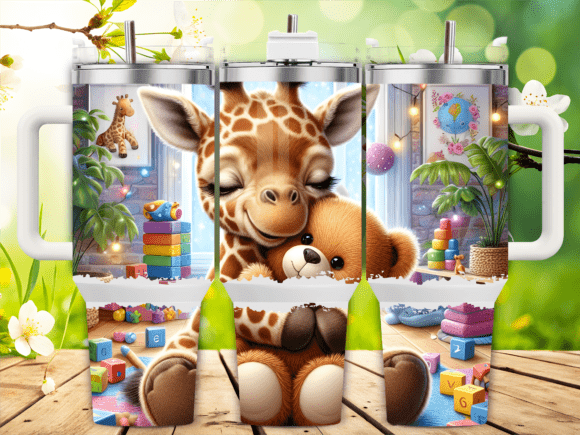 Giraffe Hugging Teddy Bear 40oz Tumbler