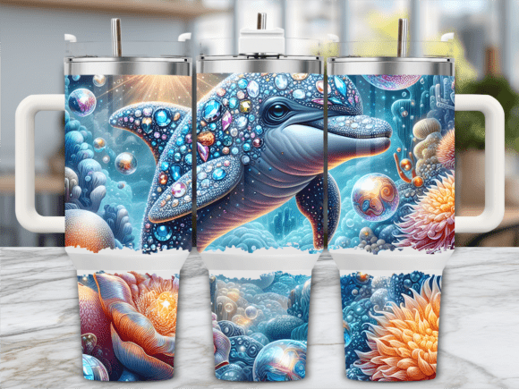 Jeweled Dolphin Coral Reef 40oz Tumbler