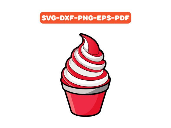 Red and White Swirled Ice Cream in Cup