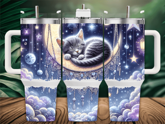 Sleeping Moon Cat Fantasy 40oz Tumbler