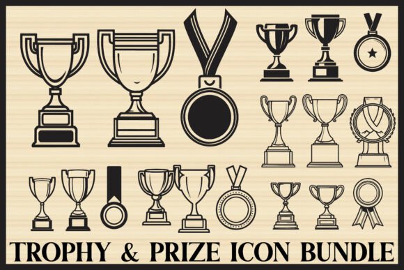 Trophy Cup and Medal Icon Set
