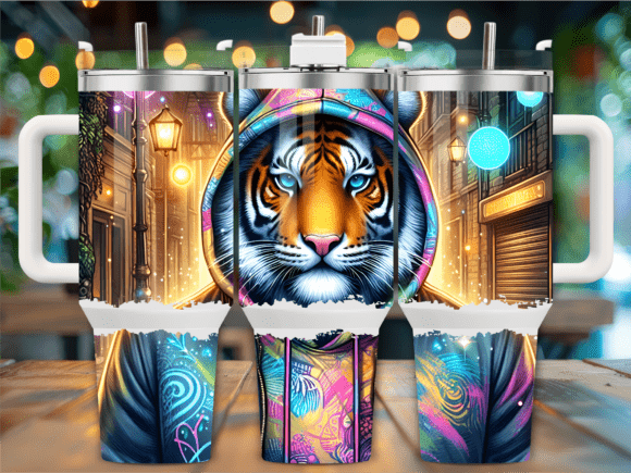 Urban Tiger Neon Lights 40oz Tumbler